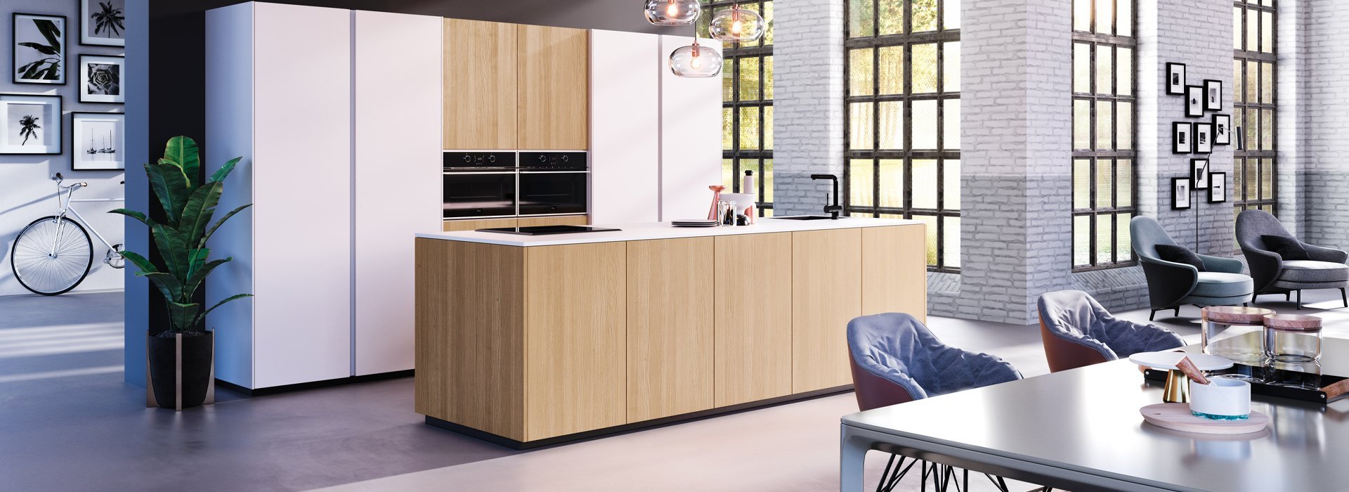 Modern open plan kitchen living space